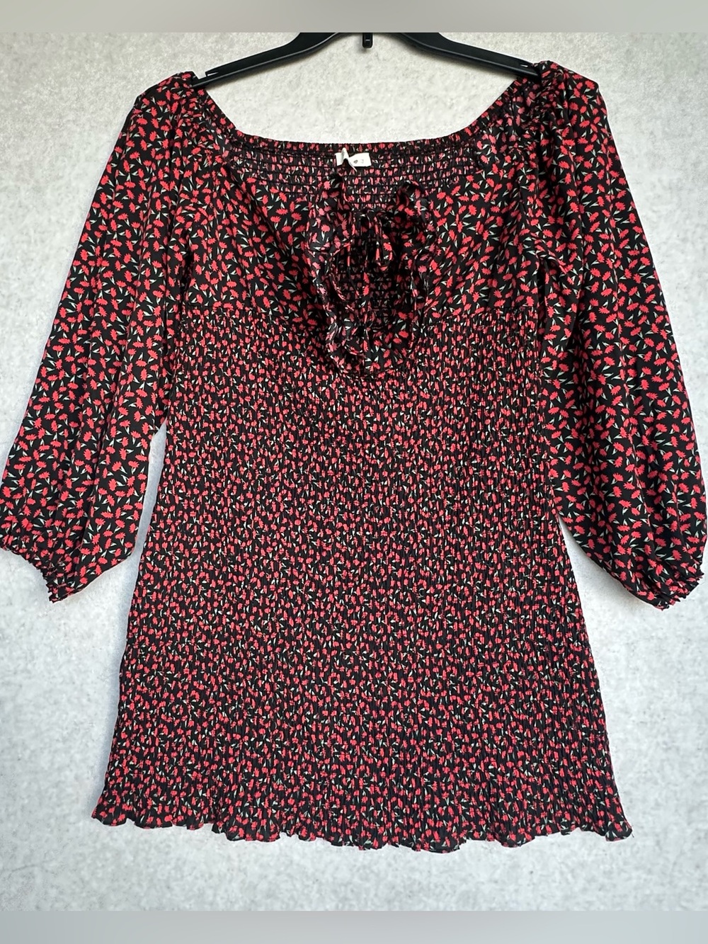 Blush Dress Size 1X Black Mini Dress with Red Floral Print